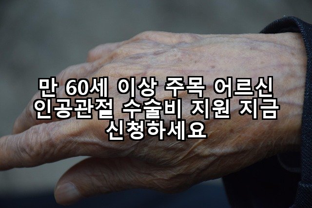 만 60세 이상 주목 어르신 인공관절 수술비 지원 지금 신청하세요